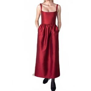 NEW EMERSON FRY jour maxi dress in rouge shantung